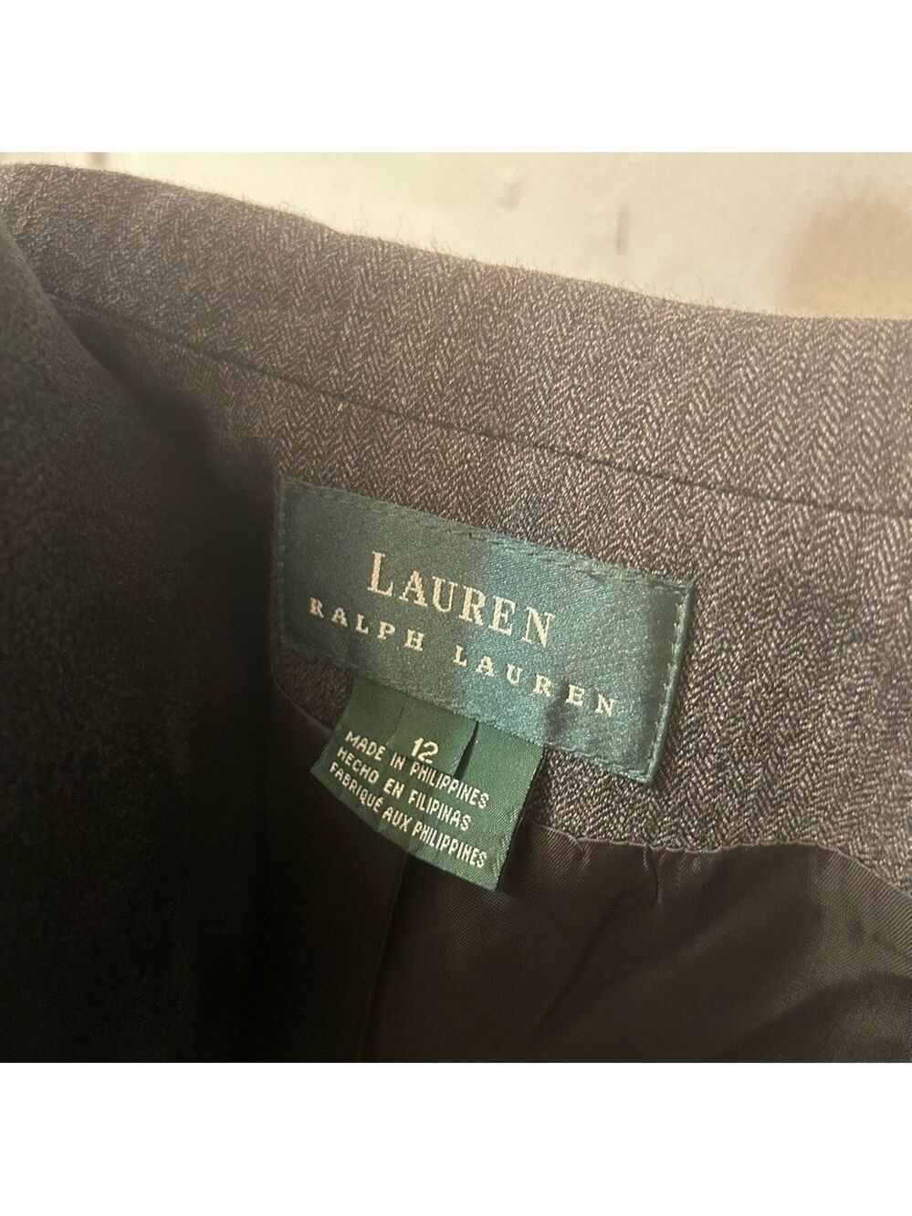 Lauren Ralph Lauren Women Wool Blazer 12 Gray Office Boxy 3 Button Work Career - Picture 7 of 8